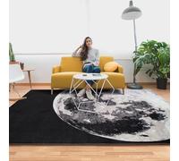 Betadistor Living Room Rugs Large | Machine Washable Area Rugs For Kitchen, Bedroom, Dining and Living Room | Kid Pet Friendly Rug | Moon Print Carpet | Low Pile | Non Slip, Black Moon, 304-04120