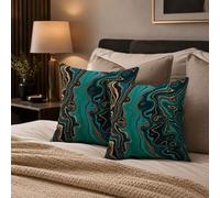 Betadistor Luxury Marble Throw Pillow Covers 2-Pack, 45x45cm Decorative Cushion Covers, Teal & Navy Abstract Design, Sofa, Bed, Living Room, Double-Sided Printed, Soft Durable Fabric 512-0230