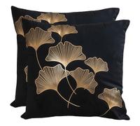 Betadistor Pack of 2 Cushion Covers 45x45cm Velvet Decor Throw Pillow Covers Gold Ginkgo Leaves Decorative Pillow Cases Cushion Cover for Couch Bedroom Living Room Sofa Car Home, Gold Ginkgo, 523-0514