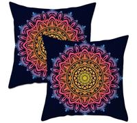 Betadistor Set of 2 Bohemian Style Cushion Covers 45x45 cm Decorative Square Throw Pillow Covers 18x18 Inch Sofa Car Pillowcase for Home Bed Living Room Couch Decor, Black & Red, 507-0125