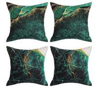 Betadistor Set of 4 Cushion Covers 18"x18" Abstract Green Modern Art Decorative Throw Pillow cases 45 x 45cm for Living Room Garden Decor Pillowcases, Green, 502-0044