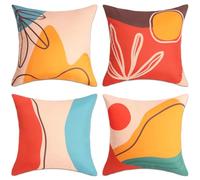 Betadistor Throw Pillow Covers 18x18 Set of 4 Mid Century Modern Decorative Pillowcases Burnt Orange Green Cushion Covers for Couch Sofa Bedroom Abstract Landscape Home Decor, Landscape, 508-0152