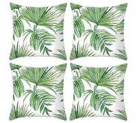 Betadistor Tropical Leaves Cushion Covers 45x45cm - Green Leaf Decorative Throw Pillow Covers Soft Pillowcases for Sofa Garden Patio Spring Summer Decor Set of 4, Green Leaves, 509-0170