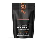 Betaine HCL 648mg & Pepsin 150,000 FCC - Potent Betaine Hydrochloride Pepsin Complex - 90 Vegan Capsules (3 Months Supply) - Resealable and Recyclable Pouch by Alpha01