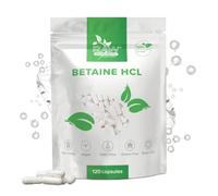 Betaine HCl 650mg - 120 Vegan Capsules | High Strength Betaine Hydrochloride | Supports Stomach Acidity & Protein Digestion | Digestive Support | 4 Months Supply | Raw Powders