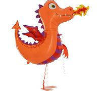 Betallic Orange Foil Dragon Balloon - Birthday, Children, Reusable, 1 Piece, Large, Round, Male
