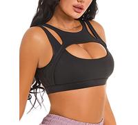 Betaven Push up Sports Bra for Women Sexy Hollow Crop Tops with Removable Cups Yoga Workout Running Medium Support,Black,M