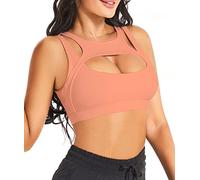 Betaven Push up Sports Bra for Women Sexy Hollow Crop Tops with Removable Cups Yoga Workout Running Medium Support,Pink,M