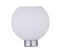 Battery Operated Table Lamp or Bedside Light, Chrome with White Ribbed Glass, 2W S14 Bulb Included, 22cm Height