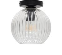 Betchley - Clear Ribbed Glass Globe Black Ceiling Light Fitting