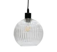 Betchley - Clear Ribbed Glass Globe Easy Fit Pendant Shade