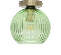 Betchley - Green Glass Globe Antique Brass Ceiling Light Fitting