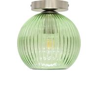 Betchley - Green Ribbed Glass Globe Satin Nickel Ceiling Light Fitting
