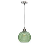 Betchley - Green Ribbed Glass Globe with Satin Nickel Pendant Fitting First Choice Lighting Silver One Size