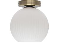 Betchley - White Ribbed Glass Antique Brass Ceiling Light Fitting