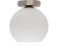 Betchley - White Ribbed Glass Globe Satin Nickel Ceiling Light Fitting