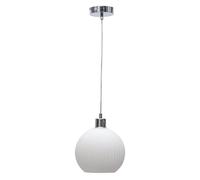 Betchley - White Ribbed Glass Globe with Chrome Pendant Fitting