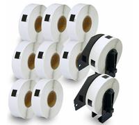 BETCKEY - 10 Rolls DK-11204 Labels with ONLY 2 Reusable Label Holders, 17mm x 54mm, 4000 Multi Purpose Labels Using for Ql Label Printers