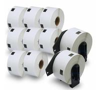 BETCKEY - 10 Rolls DK-11220 Labels with ONLY 2 Reusable Label Holders, 39mm x 48mm, 6200 White Food Labels Using for Ql Label Printers