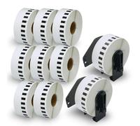 BETCKEY - 10 Rolls DK-22210 Labels with ONLY 2 Reusable Label Holders, 29mm x 30.48m, 10 Continuous Length Paper Labels Using for Ql Label Printers
