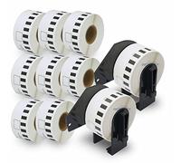 BETCKEY - 10 Rolls DK-22211 Labels with ONLY 2 Reusable Label Holders, 29mm x 15.24m, 10 Continuous Length Film Labels Using for Ql Label Printers
