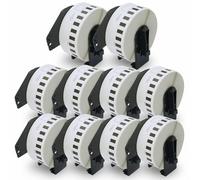 BETCKEY - 10 Rolls DK-22214 Labels, 12mm x 30.48m, 10 Continuous Length Paper Labels Compatible with Brother QL Label Printers