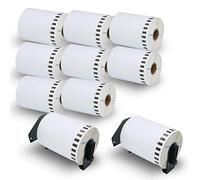 BETCKEY - 10 Rolls DK-22243 Labels with ONLY 2 Reusable Label Holders, 102mm x 30.48m, 10 Continuous Shipping Labels Using for Ql Label Printers