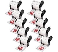 BETCKEY - 10 Rolls DK-22251 Labels, 62mm x 15.24m, 10 Black/Red on White Continuous Roll Compatible with Brother QL Label Printers