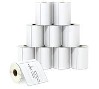 BETCKEY - 102mm x 102mm(4 in x 4 in) Shipping & Large Square Thermal Labels, 350 Perforated Stickers per Roll Compatible with Zebra & More Printers [10 Roll/3500 Labels]
