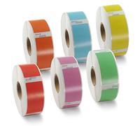 BETCKEY 6 Rolls Assorted Colors 11352 Labels, 25mm x 54mm | 3000 Black on Coloured Labels. Compatible with DYMO LabelWriter 450 & 4XL. S0722520