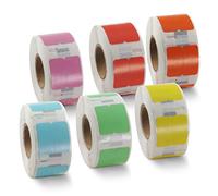 BETCKEY 6 Rolls Assorted Colors 11353 Labels, 13mm x 25mm | 6000 Black on Coloured Labels. Compatible with DYMO LabelWriter 450 & 4XL. S0722530