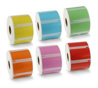 BETCKEY 6 Rolls Assorted Colors 11354 Labels, 57mm x 32mm | 6000 Black on Coloured Labels. Compatible with DYMO LabelWriter 450 & 4XL. S0722540