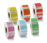 BETCKEY 6 Rolls Assorted Colors S0929120 Labels, 25mm x 25mm | 4500 Black on Coloured Labels. Compatible with DYMO LabelWriter 450 & 4XL. S0929120