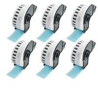 BETCKEY 6 Rolls Blue DK-22210 Labels, 29mm x 30.48m | 6 Black on Blue Continuous Length Paper Labels Compatible with Brother QL Label Printers