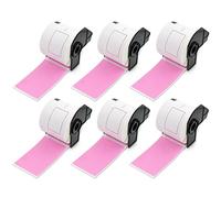 BETCKEY - 6 Rolls DK-11202 Colored Labels, 62mm x 100mm, Black on Pink, 1800 Shipping Labels Using for QL Label Printers
