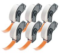 BETCKEY - 6 Rolls DK-11203 Colored Labels, 17mm x 87mm, Black on Orange, 1800 File Folder Labels Using for QL Label Printers