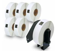 BETCKEY - 6 Rolls DK-11203 File Folder Labels Compatible with Brother, 17mm(W) x 87mm(L), 1800 Labels Using for Brother QL Label Printers (1 Reusable Label Holder)