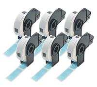 BETCKEY - 6 Rolls DK-11204 Colored Labels, 17mm x 54mm, Black on Blue, 2400 Multi Purpose Labels Using for QL Label Printers