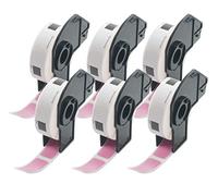 BETCKEY - 6 Rolls DK-11204 Colored Labels, 17mm x 54mm, Black on Pink, 2400 Multi Purpose Labels Using for QL Label Printers