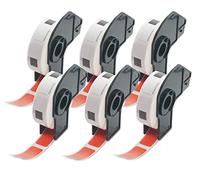 BETCKEY - 6 Rolls DK-11204 Colored Labels, 17mm x 54mm, Black on Red, 2400 Multi Purpose Labels Using for QL Label Printers