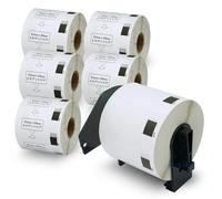 BETCKEY - 6 Rolls DK-11209 Labels with ONLY 1 Reusable Label Holders, 62mm x 29mm, 4800 Small Address Labels Using for Ql Label Printers