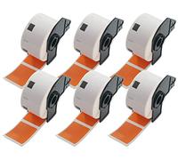 BETCKEY - 6 Rolls DK-11220 Colored Labels, 39mm x 48mm, Black on Orange, 3720 White Food Labels Using for QL Label Printers