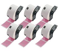 BETCKEY - 6 Rolls DK-11220 Colored Labels, 39mm x 48mm, Black on Pink, 3720 White Food Labels Using for QL Label Printers