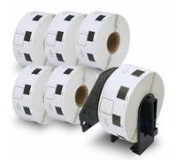 BETCKEY - 6 Rolls DK-11221 Labels with ONLY 1 Reusable Label Holders, 23mm x 23mm, 6000 Square Labels Using for Ql Label Printers