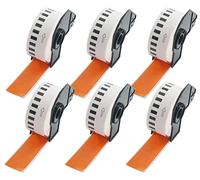 BETCKEY - 6 Rolls DK-22210 Colored Labels, 29mm x 30.48m, Black on Orange, 6 Continuous Length Paper Labels Using for QL Label Printers