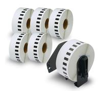 BETCKEY - 6 Rolls DK-22210 Labels with ONLY 1 Reusable Label Holders, 29mm x 30.48m, 6 Continuous Length Paper Labels Using for Ql Label Printers