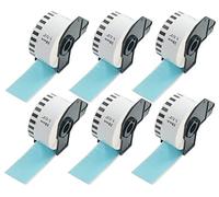 BETCKEY - 6 Rolls DK-22225 Colored Labels, 38mm x 30.48m, Black on Blue, 6 Continuous Paper Labels Using for QL Label Printers