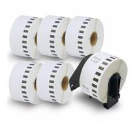 BETCKEY - 6 Rolls DK-22225 Labels with ONLY 1 Reusable Label Holders, 38mm x 30.48m, 6 Continuous Paper Labels Using for Ql Label Printers
