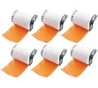 BETCKEY - 6 Rolls DK-22243 Colored Labels, 102mm x 30.48m, Black on Orange, 6 Continuous Shipping Labels Using for QL Label Printers