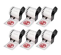 BETCKEY - 6 Rolls DK-22251 Labels, 62mm x 15.24m, 6 Black/Red on White Continuous Roll Compatible with Brother QL Label Printers